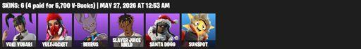 [PC/PSN/XBOX] | 6 skins | Yuki Yubari | Yulejacket | Beerus | Slayer Juice WRLD | Santa Dogg | Sunspot | The Destroyer's Destroyer | Golden Nemesis | Full Access