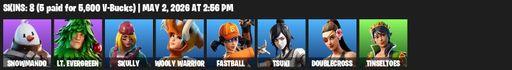 [PC/PSN/XBOX] | 8 skins | Snowmando | Lt. Evergreen | Skully | Wooly Warrior | Fastball | Tsuki | Doublecross | Tinseltoes | Groot's Sap Axes | Full Access