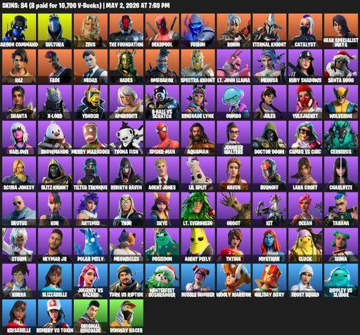 [PC/PSN/XBOX] | 84 skins | Lara Croft | Carbon Commando | Sultura | Zeus | The Foundation | Deadpool | Fusion | Ronin | Eternal Knight | Catalyst | Full Access