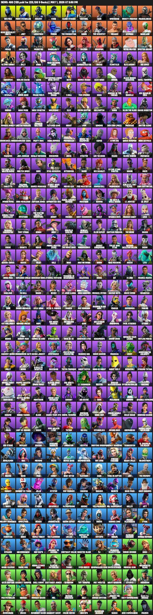 [PC/PSN/XBOX] | 400 skins | Leviathan Axe | Sultura | Point Patroller | Trilogy | Fixer | Cloud Striker | Sentinel | Fade | Omegarok | Moisty Merman | Full Access