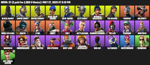 [PC/PSN/XBOX] | 31 skins | 800 V-bucks | Take The L | Floss | Black Knight | Sparkle Specialist | Royale Knight | The Reaper | Elite Agent | Full Access