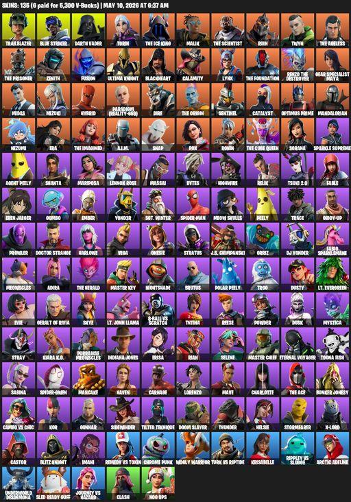 [PC] | 135 skins | Trailblazer | Blue Striker | Darth Vader | Torin | The Ice King | Malik | The Scientist | Ruin | Twyn | The Ageless | The Prisoner | Full Access