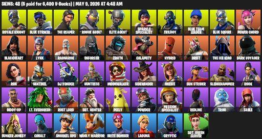 [PC/PSN/XBOX] | 48 skins | Floss | Take The L | Sparkle Specialist | Royale Knight | The Reaper | Elite Agent | Blue Squire | Blue Striker | Full Access