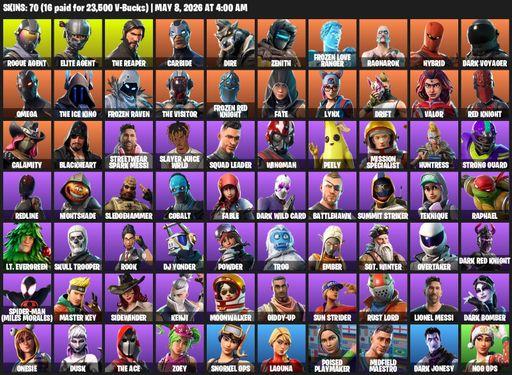 [PC] | 70 skins | Take The L | The Reaper | Elite Agent | Omega | Mako | Reaper Axe | Rogue Agent | Carbide | Dire | Zenith | Frozen Love Ranger | Full Access
