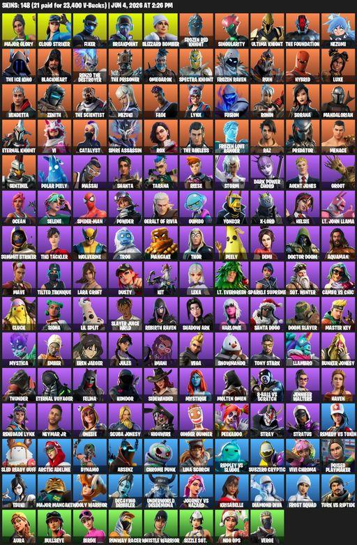 [PC/XBOX] | 148 skins | Lara Croft | Reaper Axe | Major Glory | Cloud Striker | Fixer | Breakpoint | Blizzard Bomber | Frozen Red Knight | Singularity | Full Access