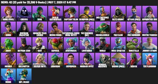 [PC/XBOX] | 42 skins | April O'Neil | Corvus | Sage | Paulie Featherface | Captain Talon | Scorpion (MK3) | Deathstroke Zero | Blitz Knight | Full Access