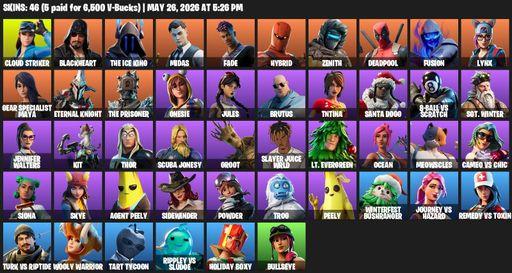 [PC/PSN/XBOX] | 46 skins | Cloud Striker | Blackheart | The Ice King | Midas | Fade | Hybrid | Zenith | Deadpool | Fusion | Lynx | Full Access
