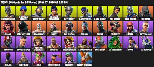 [PC/XBOX] | 36 skins | Take The L | Floss | Black Knight | Sparkle Specialist | Royale Knight | The Reaper | Elite Agent | Blue Squire | Omega | Full Access