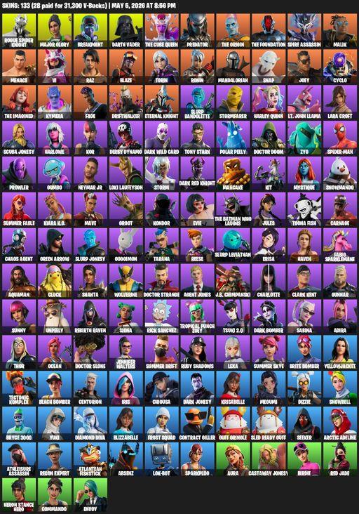 [PC/XBOX] | 133 skins | Lara Croft | Rogue Spider Knight | Major Glory | Breakpoint | Darth Vader | The Cube Queen | Predator | The Origin | Full Access