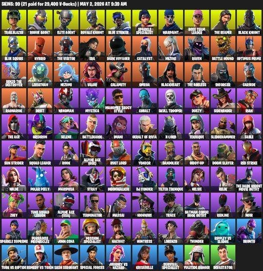[PC/XBOX] | 99 skins | Take The L | Floss | OG STW | Black Knight | Sparkle Specialist | Royale Knight | The Reaper | Elite Agent | Blue Squire | Full Access