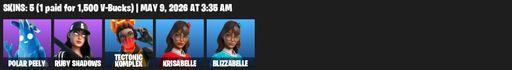 [PC/PSN/XBOX] | 5 skins | Polar Peely | Ruby Shadows | Tectonic Komplex | Krisabelle | Blizzabelle | Blade of the Waning Moon | Shadow Slicer | Full Access