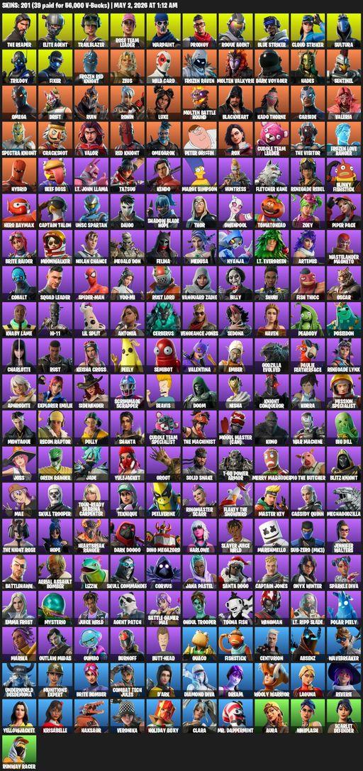 [PC/PSN/XBOX] | 201 skins | Take The L | OG STW | The Reaper | Elite Agent | Omega | Trailblazer | Rose Team Leader | Warpaint | Prodigy | Rogue Agent | Full Access
