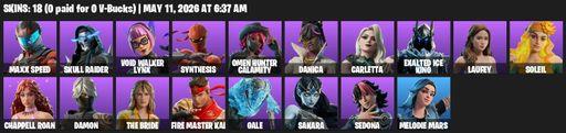 [PC/PSN/XBOX] | 18 skins | Maxx Speed | Skull Raider | Void Walker Lynx | Synthesis | Omen Hunter Calamity | Danica | Carletta | Exalted Ice King | Full Access