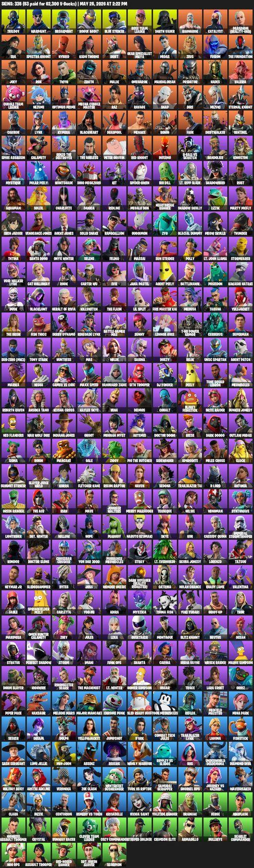 [PC/PSN] | 335 skins | OG STW | Lara Croft | Trilogy | Warpaint | Breakpoint | Rogue Agent | Blue Striker | Rose Team Leader | Darth Vader | Ragnarok | Full Access