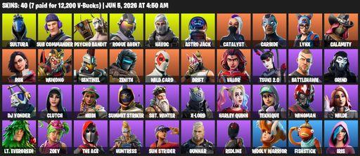 [PC/PSN/XBOX] | 40 skins | 500 V-bucks | Sultura | Sub Commander | Psycho Bandit | Rogue Agent | Havoc | Astro Jack | Catalyst | Carbide | Lynx | Full Access
