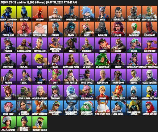 [PC/XBOX] | 73 skins | Merry Mint Axe | Reaper Axe | Carbon Commando | Sultura | Inferno | Ragnarok | Omegarok | Nezumi | Lynx | The Ageless | Full Access