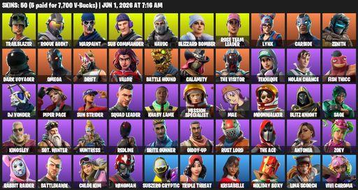 [PC] | 50 skins | Take The L | OG STW | Omega | Trailblazer | Rogue Agent | Warpaint | Sub Commander | Havoc | Blizzard Bomber | Rose Team Leader | Full Access