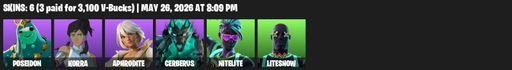 [PC/PSN/XBOX] | 6 skins | Poseidon | Korra | Aphrodite | Cerberus | Nitelite | Liteshow | Waterbender's Battle Fans | Shaderippers | The Gorgonblades | Full Access