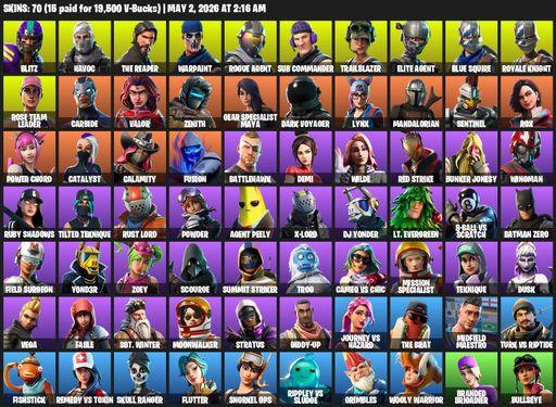 [PC/PSN/XBOX] | 70 skins | Take The L | OG STW | Royale Knight | The Reaper | Elite Agent | Blue Squire | Blitz | Havoc | Warpaint | Rogue Agent | Full Access