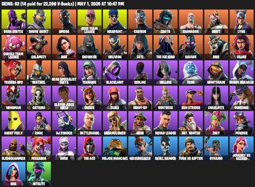 [PC/PSN/XBOX] | 62 skins | OG STW | Omega | Dark Vertex | Rogue Agent | Rose Team Leader | Warpaint | Carbide | Zenith | Ragnarok | Drift | Lynx | Full Access