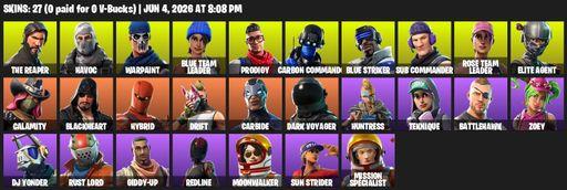 [PC/XBOX] | 27 skins | Take The L | OG STW | The Reaper | Elite Agent | Havoc | Warpaint | Blue Team Leader | Prodigy | Carbon Commando | Blue Striker | Full Access