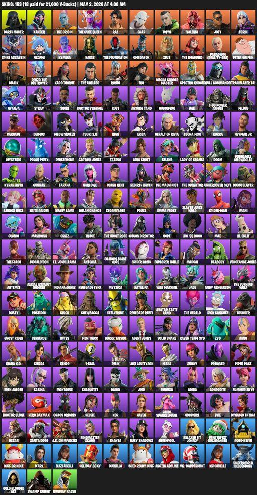 [PC/PSN/XBOX] | 183 skins | Lara Croft | Darth Vader | Xander | The Origin | The Cube Queen | Raz | Snap | Twyn | Valeria | Joey | Torin | Full Access