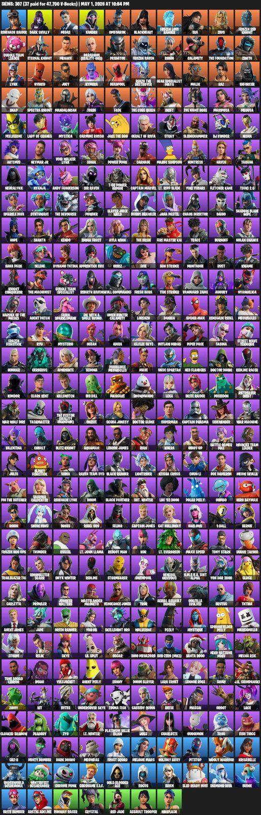 [PC/PSN/XBOX] | 307 skins | Renegade Raider | Lara Croft | Dark Skully | Midas | Xander | Omegarok | Blackheart | Frozen Love Ranger | Era | Zeus | Full Access