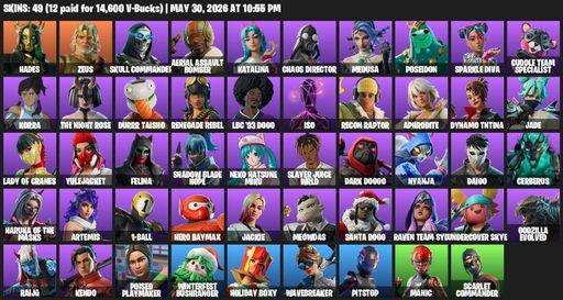 [PC/PSN] | 49 skins | Hades | Zeus | Skull Commander | Aerial Assault Bomber | Katalina | Chaos Director | Medusa | Poseidon | Sparkle Diva | Full Access