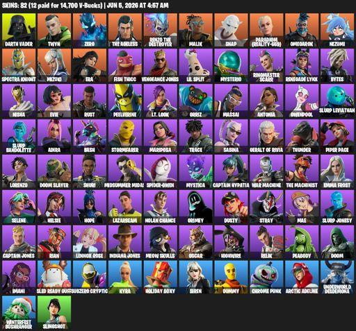[PC/PSN/XBOX] | 82 skins | Darth Vader | Twyn | Zero | The Ageless | Renzo the Destroyer | Malik | Snap | Paradigm (Reality-659) | Omegarok | Nezumi | Full Access