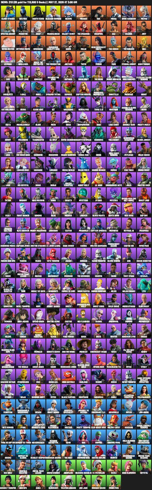 [PC/XBOX] | 318 skins | Raider's Revenge | Renegade Raider | Aerial Assault Trooper | Lara Croft | Cloud Striker | Sultura | Darth Vader | Full Access