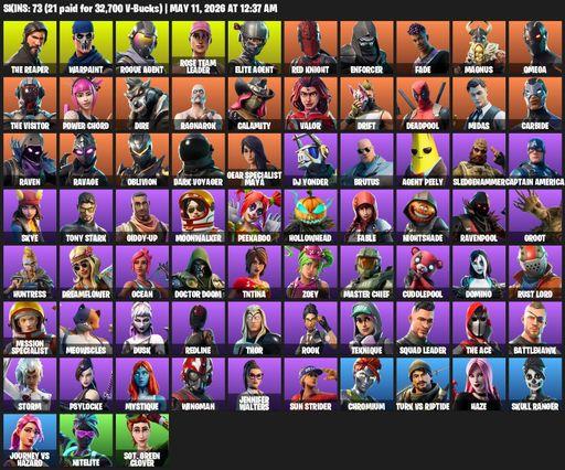 [PC/PSN] | 73 skins | Take The L | OG STW | The Reaper | Elite Agent | Omega | Mako | Reaper Axe | Warpaint | Rogue Agent | Rose Team Leader | Full Access