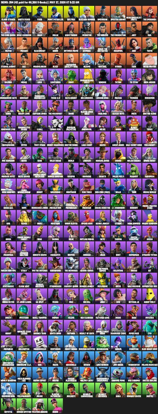 [PC/XBOX] | 254 skins | Lara Croft | Reaper Axe | Cloud Striker | Darth Vader | Fixer | Point Patroller | Sultura | Blizzard Bomber | Omegarok | Full Access