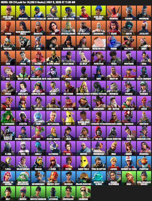[PC/PSN] | 126 skins | OG STW | Reaper Axe | Rose Team Leader | Warpaint | Point Patroller | Rogue Agent | Blue Striker | Prodigy | Blue Team Leader | Full Access