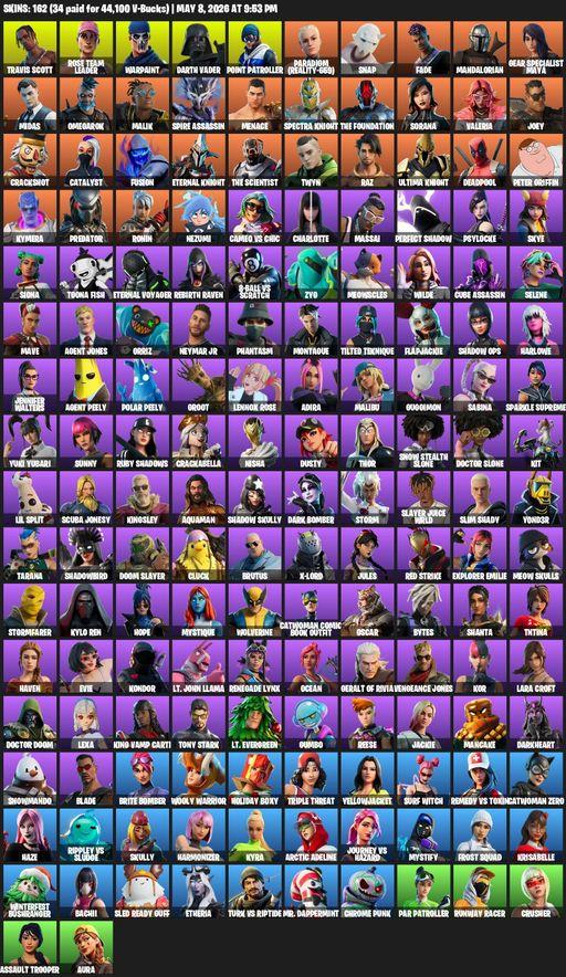 [PC] | 162 skins | OG STW | Travis Scott | Lara Croft | Rose Team Leader | Warpaint | Darth Vader | Point Patroller | Paradigm (Reality-659) | Snap | Full Access