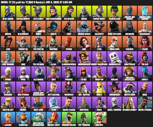 [PC/PSN/XBOX] | 77 skins | Floss | Take The L | Royale Knight | The Reaper | Elite Agent | Blue Squire | Omega | Sub Commander | Havoc | Rogue Agent | Full Access
