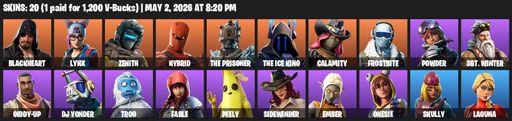 [PC/PSN/XBOX] | 20 skins | Blackheart | Lynx | Zenith | Hybrid | The Prisoner | The Ice King | Calamity | Frostbite | Powder | Sgt. Winter | Giddy-up | Full Access