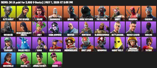 [PC/PSN] | 34 skins | 700 V-bucks | Take The L | The Reaper | Elite Agent | Omega | Valor | Ragnarok | Dark Voyager | The Visitor | Drift | Deadpool | Full Access