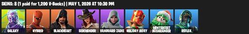 [PC/PSN/XBOX] | 8 skins | 750 V-bucks | Galaxy | Hybrid | Blackheart | Sidewinder | Vanguard Zadie | Holiday Boxy | Winterfest Bushranger | Reflex | Full Access