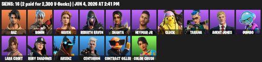 [PC/PSN/XBOX] | 16 skins | Merry Mint Axe | Lara Croft | Raz | Ronin | Haven | Rebirth Raven | Shanta | Neymar Jr | Cluck | Tarana | Agent Jones | Full Access