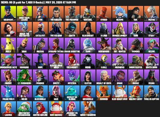 [PC/PSN/XBOX] | 66 skins | 1350 V-bucks | OG STW | Warpaint | Rose Team Leader | Lynx | The Ageless | The Prisoner | Sentinel | Hybrid | Nezumi | Era | Full Access