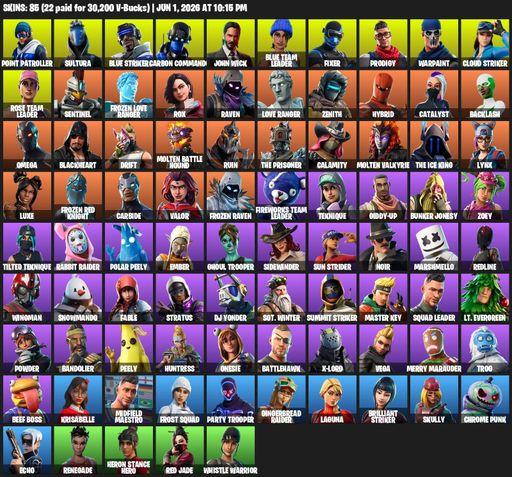 [PC/XBOX] | 85 skins | OG STW | Omega | Reaper Axe | Point Patroller | Sultura | Blue Striker | Carbon Commando | John Wick | Blue Team Leader | Fixer | Full Access