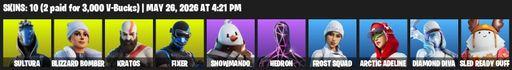 [PC/XBOX] | 10 skins | Leviathan Axe | Sultura | Blizzard Bomber | Kratos | Fixer | Snowmando | Hedron | Frost Squad | Arctic Adeline | Diamond Diva | Full Access