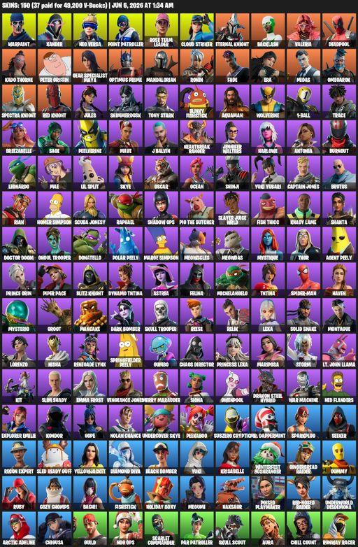 [PC/XBOX] | 150 skins | OG STW | Reaper Axe | Warpaint | Xander | Neo Versa | Point Patroller | Rose Team Leader | Cloud Striker | Eternal Knight | Full Access