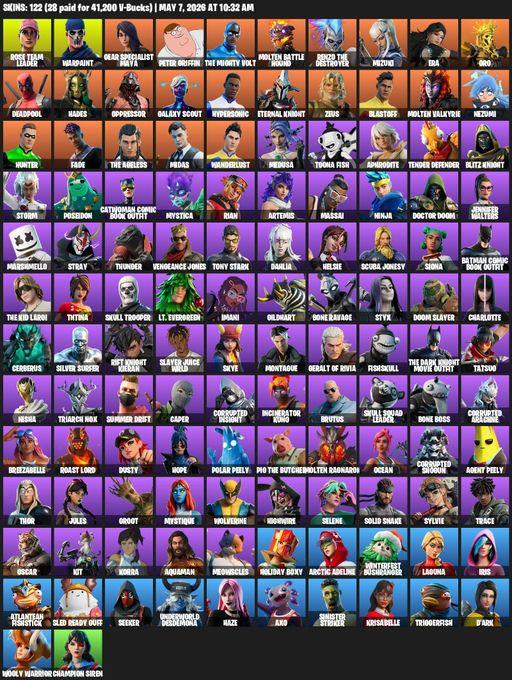 [PC] | 122 skins | OG STW | Reaper Axe | Rose Team Leader | Warpaint | Gear Specialist Maya | Peter Griffin | The Mighty Volt | Molten Battle Hound | Full Access