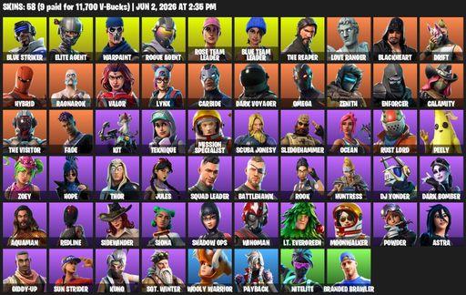 [PC/XBOX] | 58 skins | Take The L | OG STW | The Reaper | Elite Agent | Omega | Blue Striker | Warpaint | Rogue Agent | Rose Team Leader | Full Access