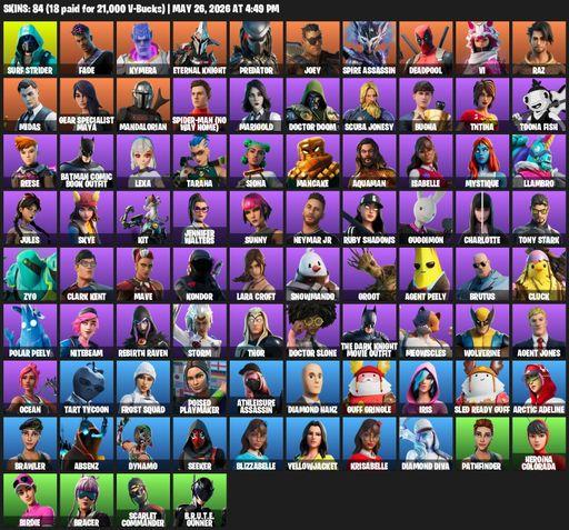 [PC/XBOX] | 84 skins | Lara Croft | Surf Strider | Fade | Kymera | Eternal Knight | Predator | Joey | Spire Assassin | Deadpool | Vi | Raz | Midas | Full Access