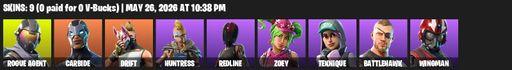[PC/PSN/XBOX] | 9 skins | Rogue Agent | Carbide | Drift | Huntress | Redline | Zoey | Teknique | Battlehawk | Wingman | Rift Edge | Positron | Full Access