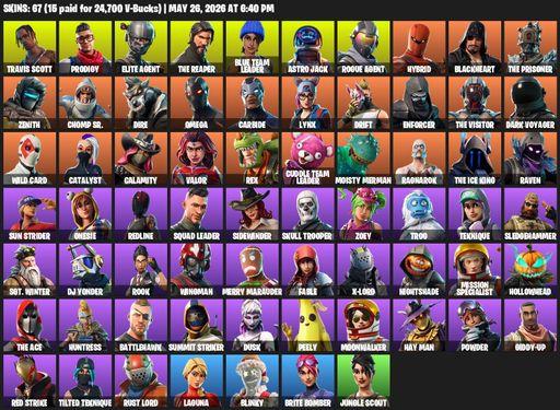 [PC/XBOX] | 67 skins | Take The L | Travis Scott | The Reaper | Elite Agent | Omega | Prodigy | Blue Team Leader | Astro Jack | Rogue Agent | Hybrid | Full Access