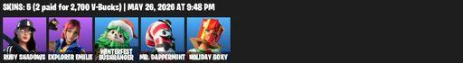 [PC/PSN/XBOX] | 5 skins | Ruby Shadows | Explorer Emilie | Winterfest Bushranger | Mr. Dappermint | Holiday Boxy | Blade of the Waning Moon | Full Access