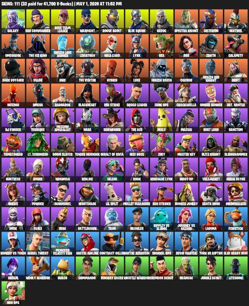 [PC] | 111 skins | Take The L | OG STW | Galaxy | Blue Squire | Omega | Sub Commander | Rose Team Leader | Warpaint | Rogue Agent | Havoc | Full Access